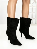 Botine cu Toc Subtire 6XKK3 BLACK | MEI