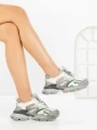 Pantofi Sport Dama din piele naturala Y5786 CREAM-GREEN | ADVANCER