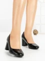 Pantofi cu Toc Gros 8136 BLACK | CM