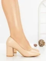 Pantofi cu Toc Gros 8136 APRICOT | CM