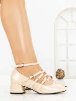 Pantofi cu Toc Gros 77-580 BEIGE | CM