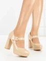 Pantofi cu Toc Gros si Platforma 8143 APRICOT | CM