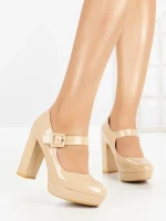 Pantofi cu Toc Gros si Platforma 8143 APRICOT | CM