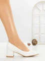 Pantofi cu Toc Gros 8125 WHITE | CM