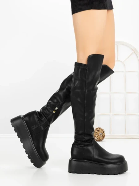 Cizme Dama cu Platforma 68WL26 BLACK | MEI