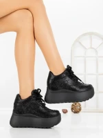 Pantofi Sport Dama cu Platforma 6WL17 BLACK | MEI