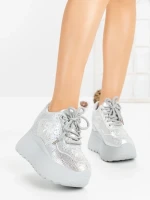 Pantofi Sport Dama cu Platforma 6WL17 SILVER | MEI