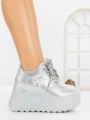 Pantofi Sport Dama cu Platforma 6WL17 SILVER | MEI