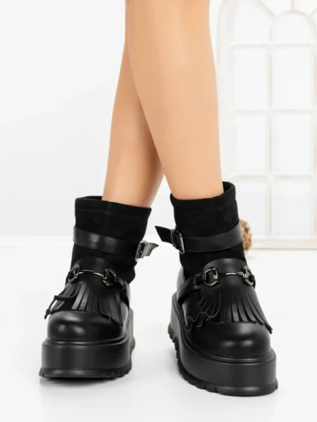 Ghete Dama cu Platforma 6ZP12 BLACK | MEI