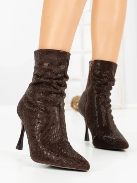 Botine cu Toc Subtire 6GS30 BROWN | MEI