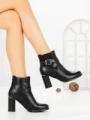Botine cu Toc Gros J-55 BLACK | VIVIRICH