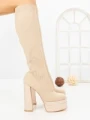 Cizme Dama cu Toc si Platforma C-260 BEIGE | STEPHAN
