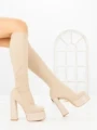 Cizme Dama cu Toc si Platforma C-260 BEIGE | STEPHAN