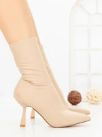 Botine cu Toc Subtire H-1 BEIGE | STEPHAN