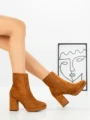 Botine cu Toc Gros 9131 CAMEL | CM