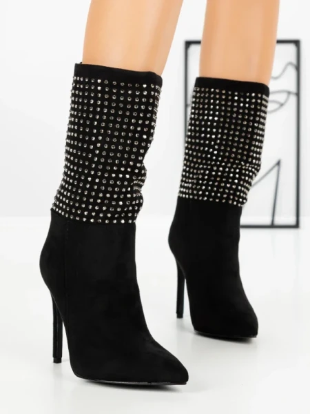 Botine cu Toc Subtire 1448 BLACK | SEASOND