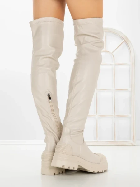 Cizme Dama cu talpa joasa C-201 BEIGE | STEPHAN