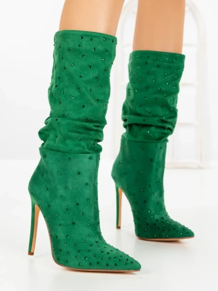 Botine cu Toc Subtire C-270 GREEN | STEPHAN