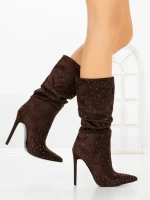 Botine cu Toc Subtire C-270 BROWN | STEPHAN