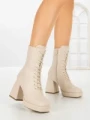 Botine cu Toc Gros JA-25 BEIGE | STEPHAN