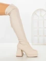 Cizme Dama cu Toc si Platforma JA-24 BEIGE | STEPHAN