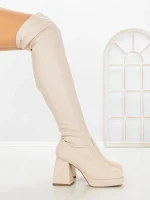 Cizme Dama cu Toc si Platforma JA-24 BEIGE | STEPHAN