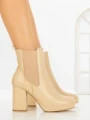 Botine cu Toc Gros 9128 BEIGE | CM