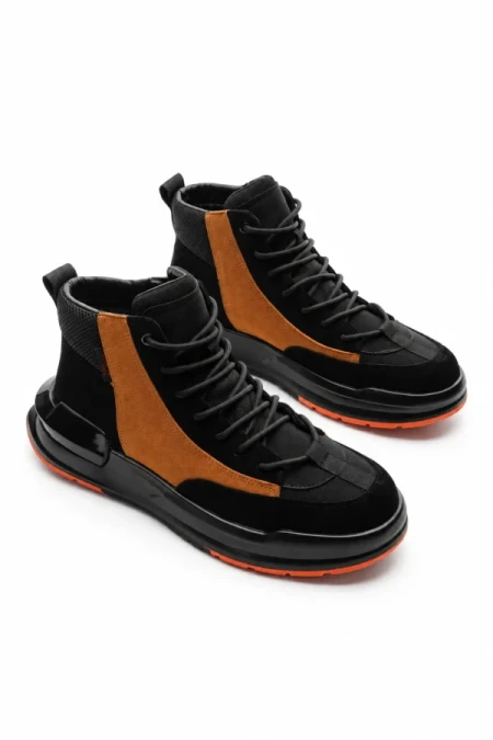 Ghete Barbati din piele naturala 3836 BLACK-YELLOW | ADVANCER