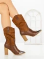 Botine cu Toc Gros 9964 CAMEL | SEASOND
