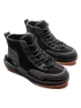 Ghete Barbati din piele naturala 3836 BLACK-GREY | ADVANCER