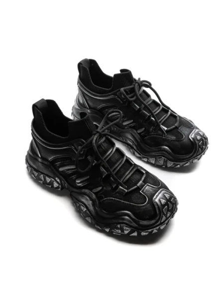 Pantofi Sport Barbati din piele naturala 5351 BLACK-GUN | ADVANCER
