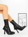 Botine cu Toc si Platforma J6156 BLACK | MIA SHOES