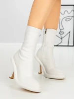 Botine cu Toc si Platforma J6156 WHITE | MIA SHOES