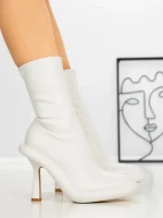 Botine cu Toc si Platforma J6156 WHITE | MIA SHOES
