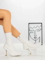 Botine cu Toc si Platforma J6156 WHITE | MIA SHOES