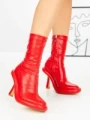 Botine cu Toc si Platforma J6156 RED | MIA SHOES