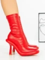 Botine cu Toc si Platforma J6156 RED | MIA SHOES