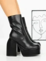 Botine cu Toc Gros G0801 BLACK | MIA SHOES
