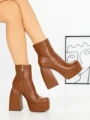 Botine cu Toc Gros F0902 BROWN | MIA SHOES