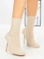 Botine cu Toc Subtire B5931 BEIGE | MIA SHOES