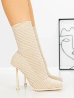 Botine cu Toc Subtire B5931 BEIGE | MIA SHOES