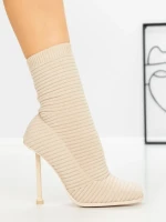 Botine cu Toc Subtire B5931 BEIGE | MIA SHOES