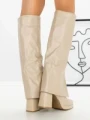 Cizme Dama cu Toc si Platforma QT07-12 BEIGE | BELLICY