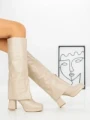 Cizme Dama cu Toc si Platforma QT07-12 BEIGE | BELLICY