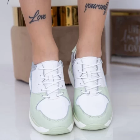 Damskie buty sportowe AW199 Biały-Zielony | Angel Blue