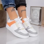 Damskie buty sportowe A28 Biały-Pomarańczowy | Fashion