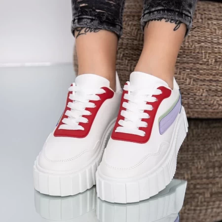 Damskie buty sportowe MU16 Biały-Czerwony | Fashion