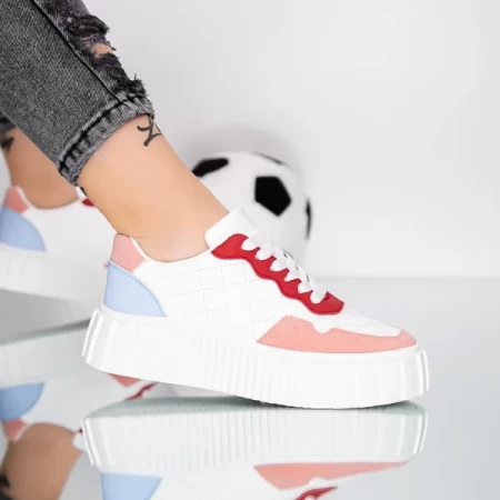 Damskie buty sportowe MU21 Biały-Czerwony | Fashion