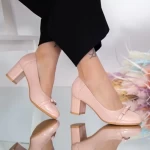 Buty na grubym obcasie C113 Nude | Fashion