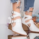 Buty na grubym obcasie XKK520 Biały | Mei